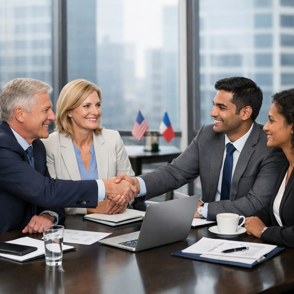 leaders discussing global study abroad partnerships between universities