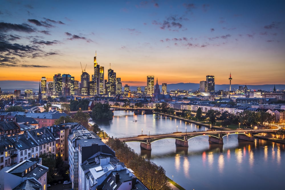 Skyline of Frankfurt, Germany, the financial center of the country.